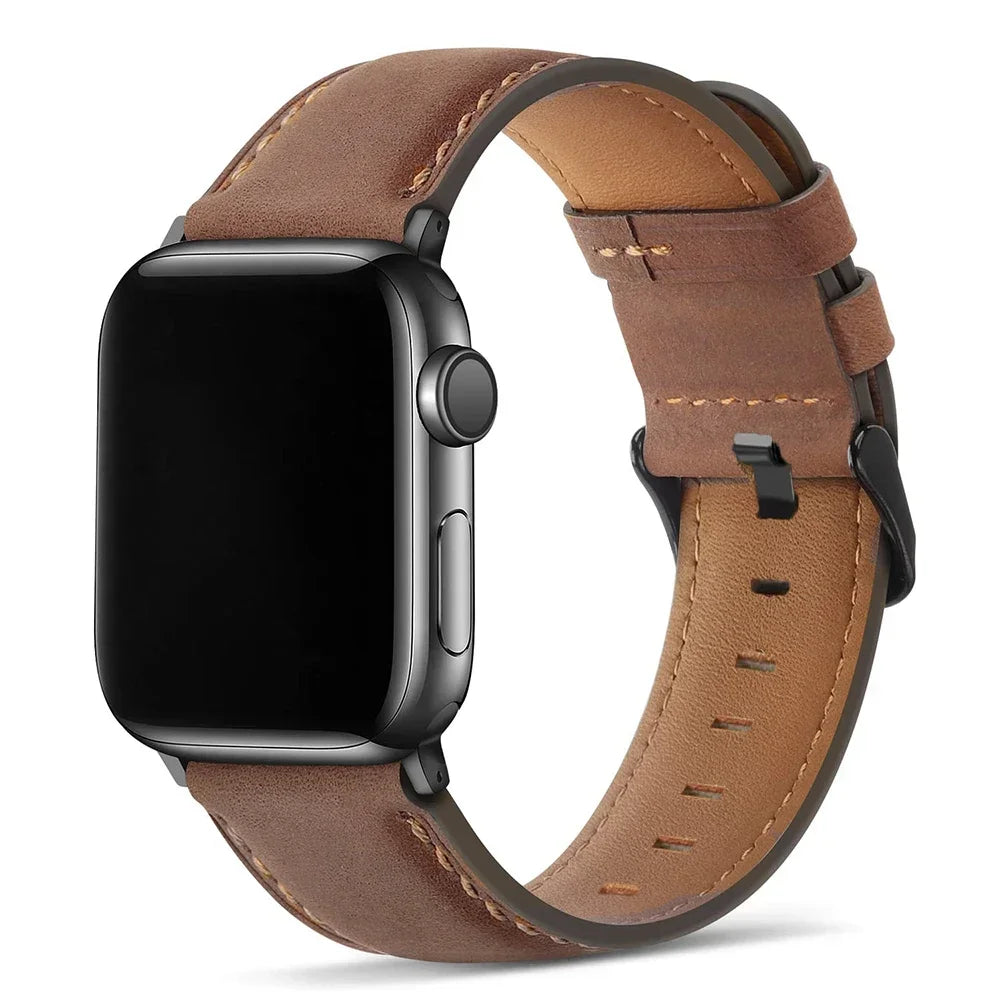 Leather Strap for Apple watch band 44mm 49/45mm 40/41 42 46mm belt Retro luxury Correas iWatch series 10 9 5 4 SE 6 7 8 ultra 2