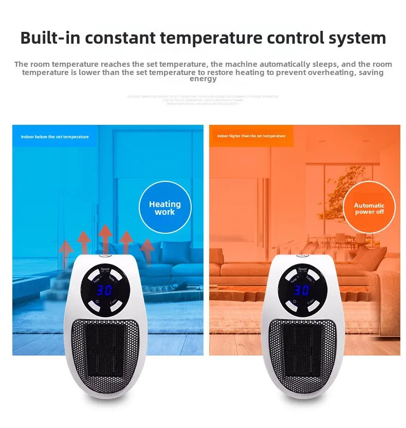 Eco Plug in Electric Heater Wall Outlet Space Heater with Energy Efficient Low Noise Room Heater Portable Heaters for Indoor Use