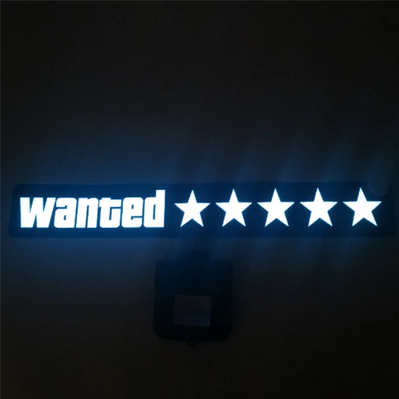 Windshield Electric 5 Star Wanted Car LED White Light Up Window Stickers Accessories For JDM Glow Panel Decoration Accessories-A