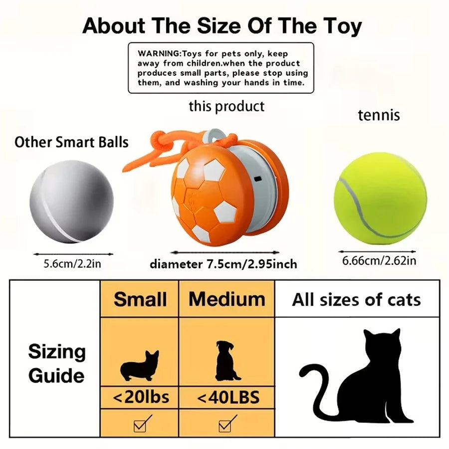 Smart Interactive Dogs Toy Balls Pets Dual-Wheel Spinning Electric ball USB Rechargeable Soccer-Shaped Cat Toys With Tail String