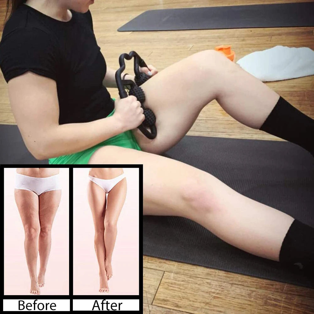 Release Post-Workout Soreness & Tension | 4-Wheel Massage Roller for Deep Muscle Relief, Legs, Back and Shoulders