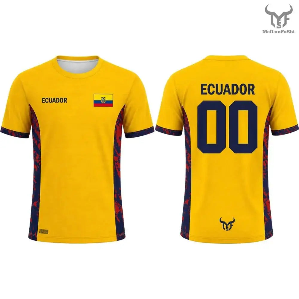 New Ecuador Flag Printed T-Shirt Men's and Women's Fashion Crew Neck Sports Jersey Loose Summer Quick Dry Soccer Training Tops