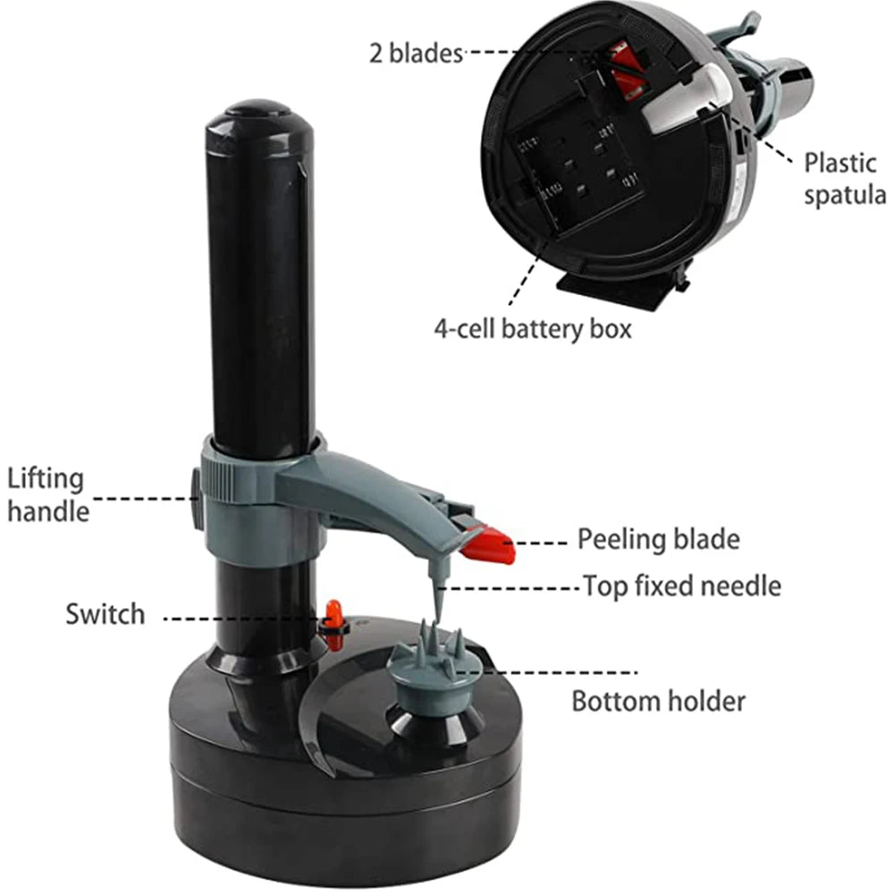 Electric Potato Peeler Multifunctional Fruit Peeler With Adapter And Spare Blades Kitchen Automatic Rotating Peeling Tool