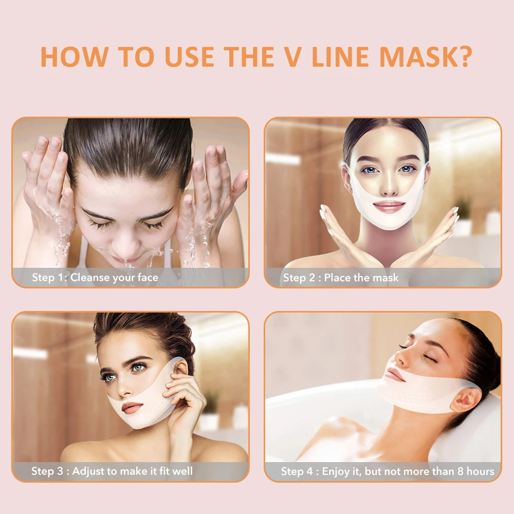 4D V shape Lifting Face Mask Ear Hanging Chin Cheek Lift Facial Slimming Hydrogel Thin Face-Lifting Slimmer Mask Black Packaging