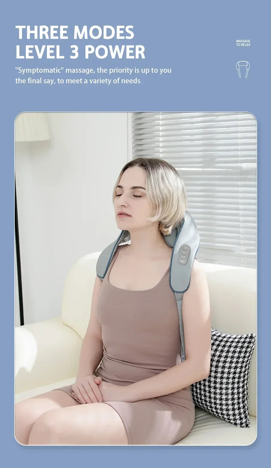 Hot-selling portable mini relaxation clay kneading smart heated shawl, multi-function acupressure massage for trapezius and neck