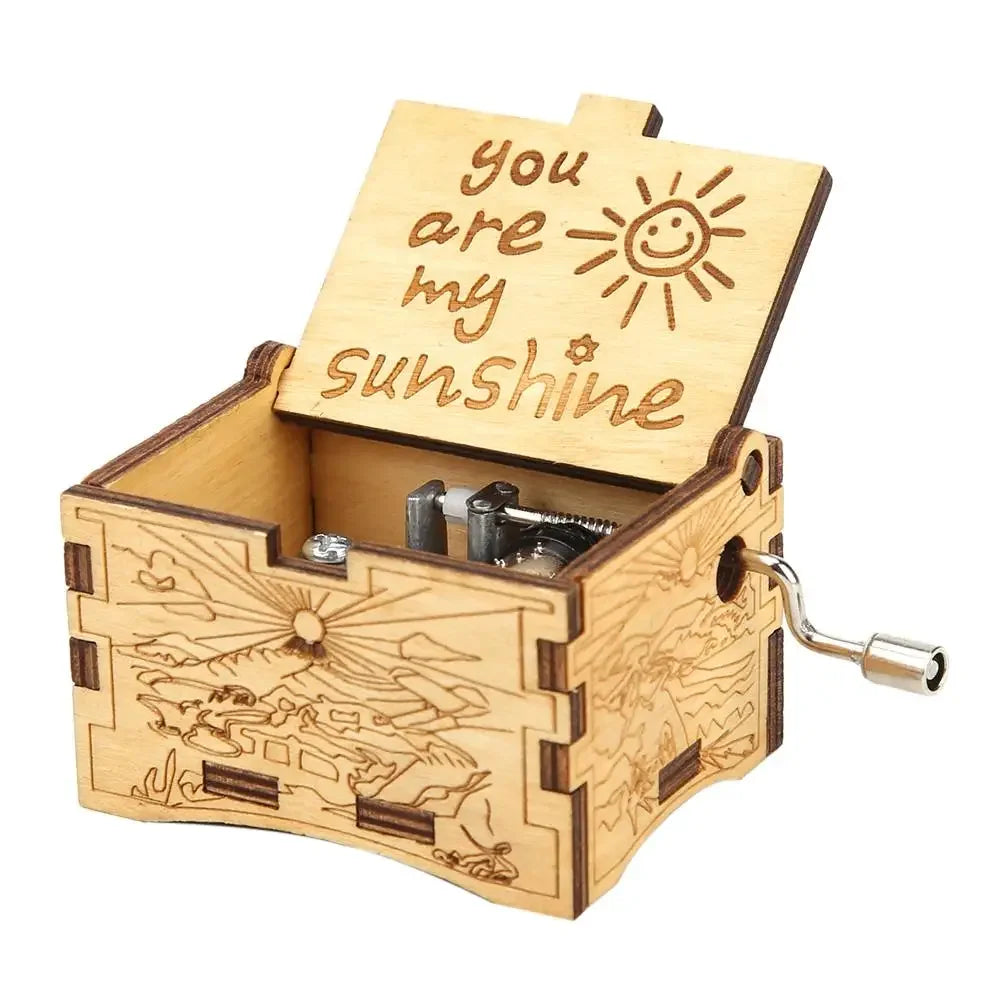 Wooden Hand Crank Music Box Bohemian Rhapsody Theme You Are My Sunshine Music Box Musica Theme Birthday Christmas Gift