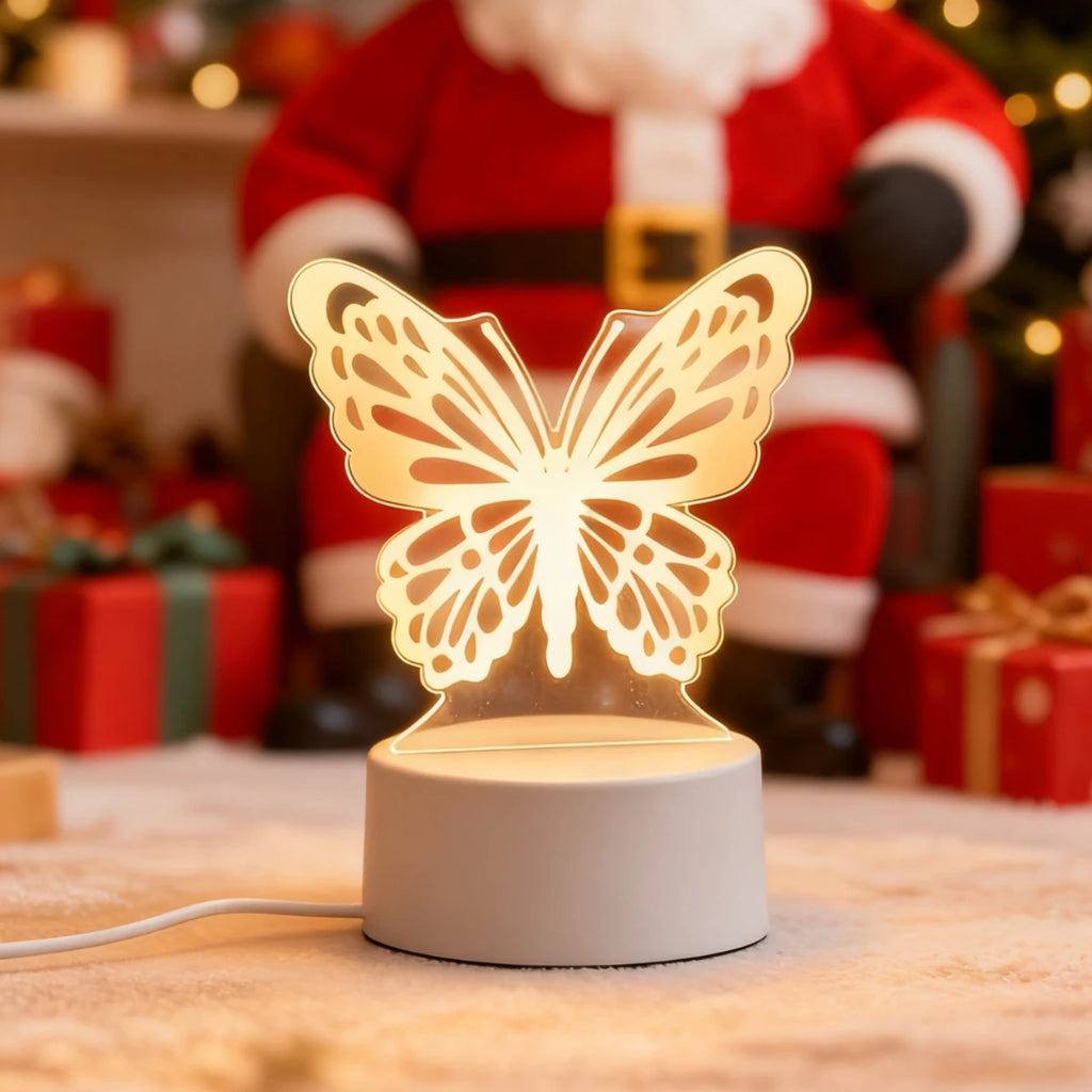 3D Dreamy Butterfly LED Night Light, USB Desktop Decorative Light, Suitable for Romantic Bedroom Decoration, Ideal Christmas Gif