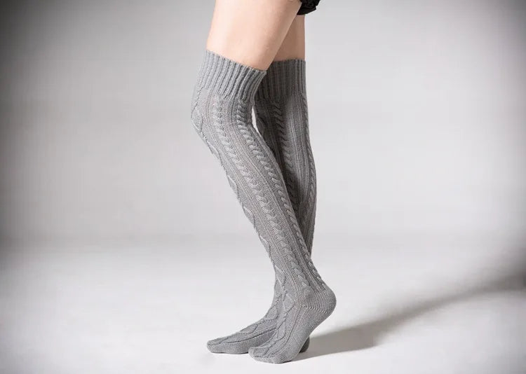 Winter Women Knee Socks Ladies Thigh High Stockings Girls Warm Sexy House Floor Long Stocking Knitting Wool Over Knee Stocking