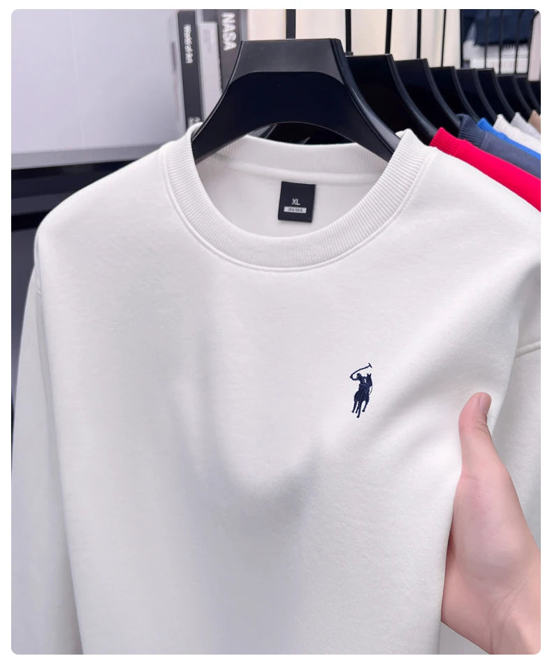 Designer brand men's round neck sportswear autumn new item thickened warm luxury pony print loose casual Paul pullover