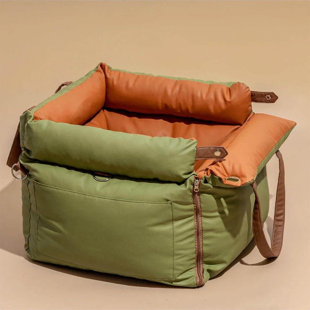 Winter Pet Outing Lathe Luxury Faux Leather Dog Car Seat/Cat Car Bed/Booster Bed Pet Booster Car Seat Comfortable Cat Travel Bed