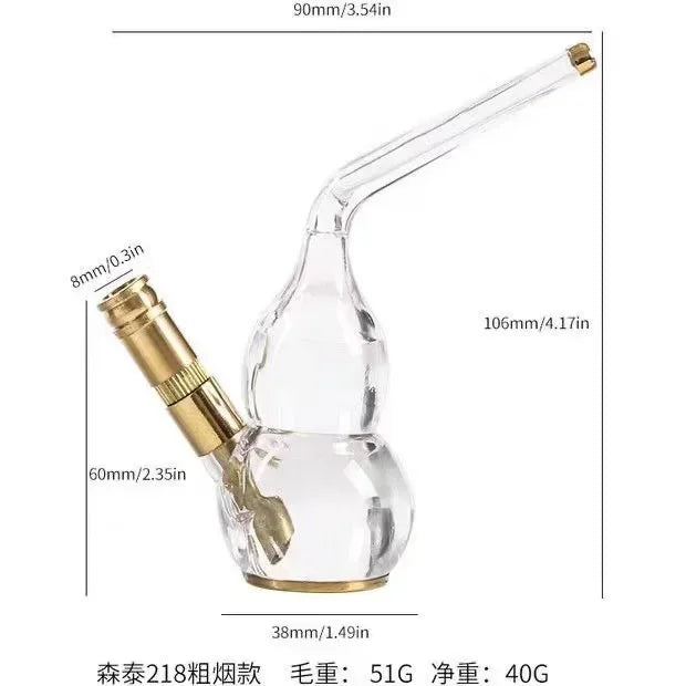 Dual purpose exquisite water bottle Gourd shaped Transparent pipe Tar Filtration Recyclable Smoking Holders Smoking Accessories