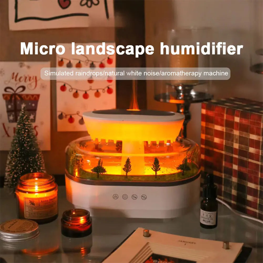 RainCloud Ultrasonic Aroma Humidifier Colorful Light Water Drip Micro Landscape Essential Oil Diffuser Home Cool Mist Humidifier