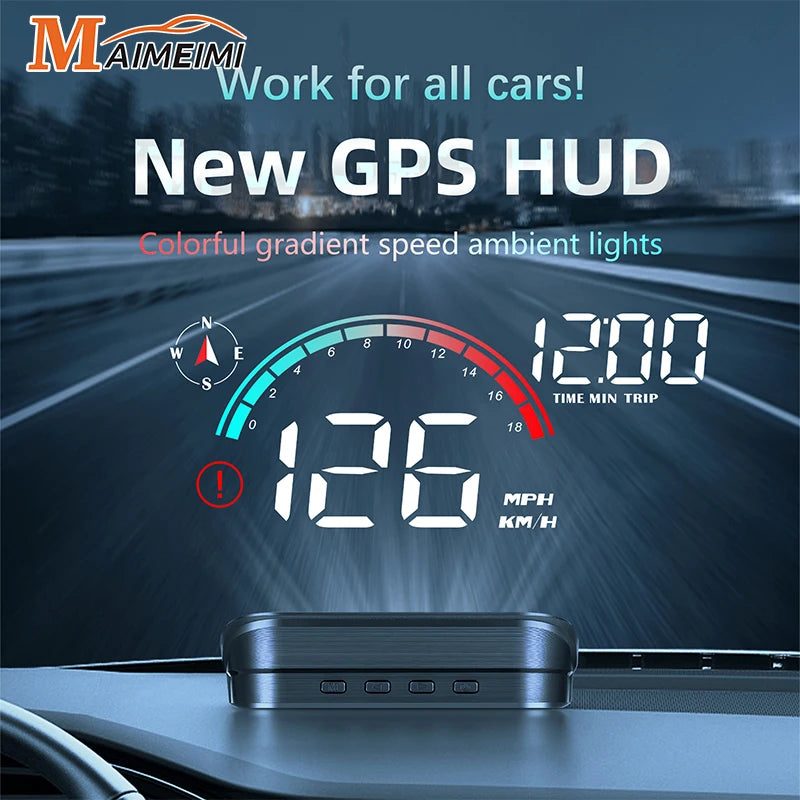New M22 Car GPS Head Up Display Speed RPM KMH MPH HUD GPS Speedometer Projector Screen Dashboard with Odometer Overspeed Alarm