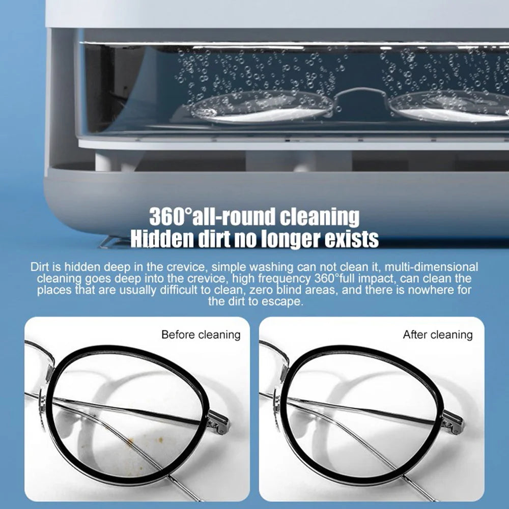 Ultrasonic Cleaning Machine High-frequency Vibration Eyeglass Cleaner Washing Tools for Watch/Jewelry/Glasses/Makeup Tool