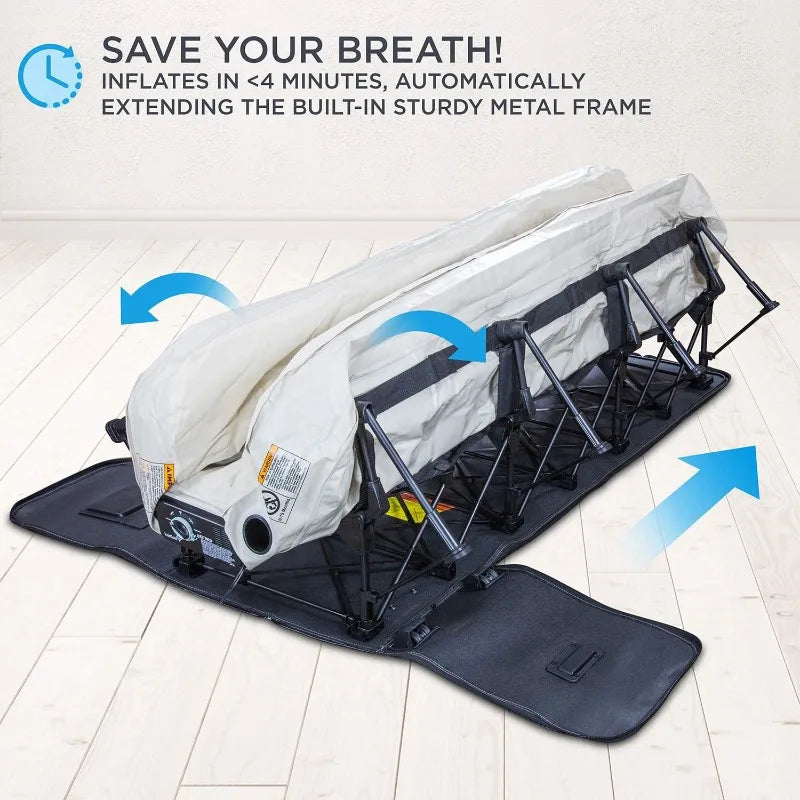 EZ-Bed (Twin) Air Mattress with Frame & Rolling Case, Self Inflatable, Blow Up Bed Auto Shut-Off, Comfortable Surface Ai