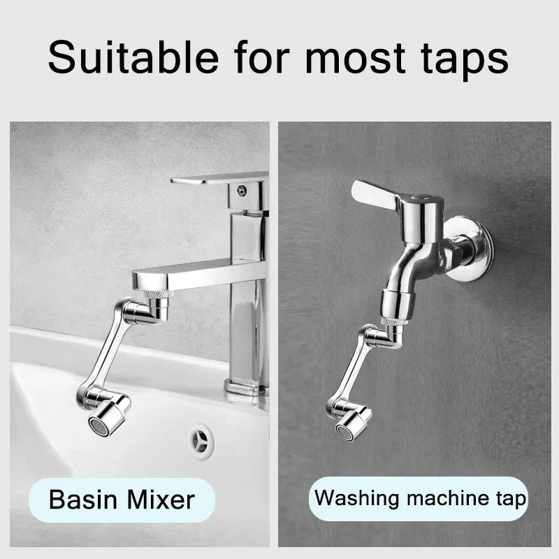 2Pcs Universal 1080° Rotation Faucet Extender Washbasin Robot Arm Tap Dual Mode Sprayer Head Bathroom Splash Proof Swivel Faucet