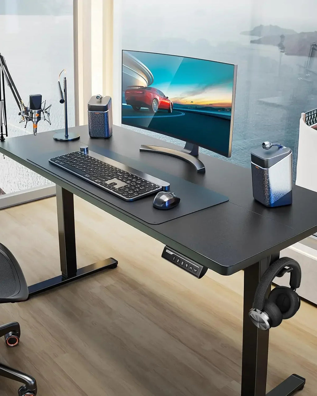 Height Adjustable Electric Standing Desk, 48 x 24 Inches Sit Stand up Desk, Memory Computer Home Office Desk with Two-Piece