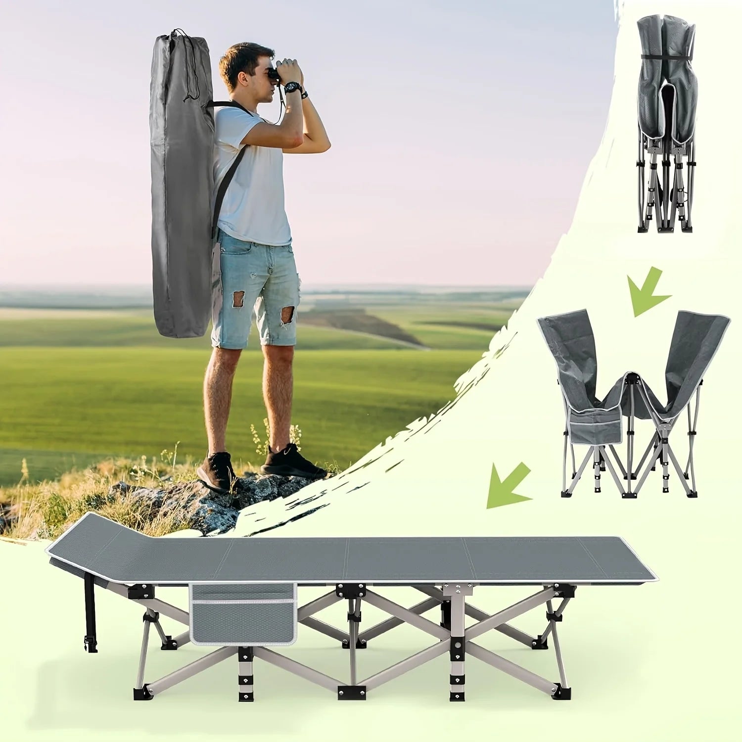 8-Leg Folding Bed With Mattress(Mattress-free Option Available)|Portable Adult Sleeping Cot With Carry