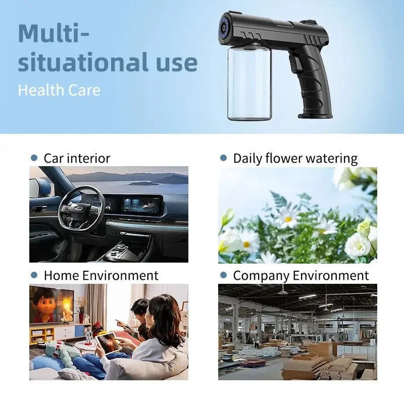 NEW Style 280Ml Barber Sprayer Bottle Wireless Electric USB Nano Blue Light Steam Spray Gun Garden House