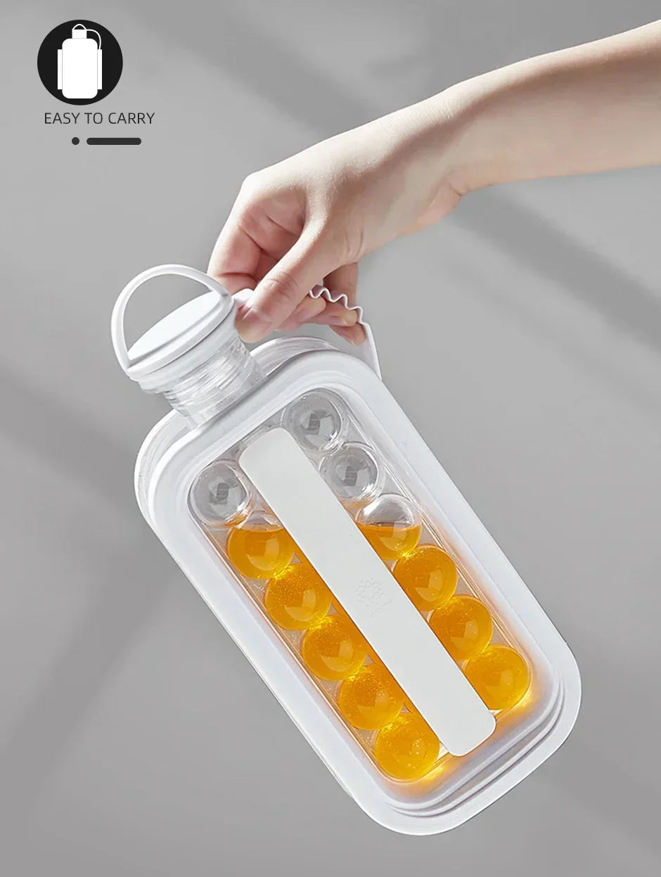 Portable 2in1 Folding Ice Maker Water Bottle with Creative Ice Cube Mold Ice Hockey Lattice Kitchen Bar Gadgets Ice Making Tool