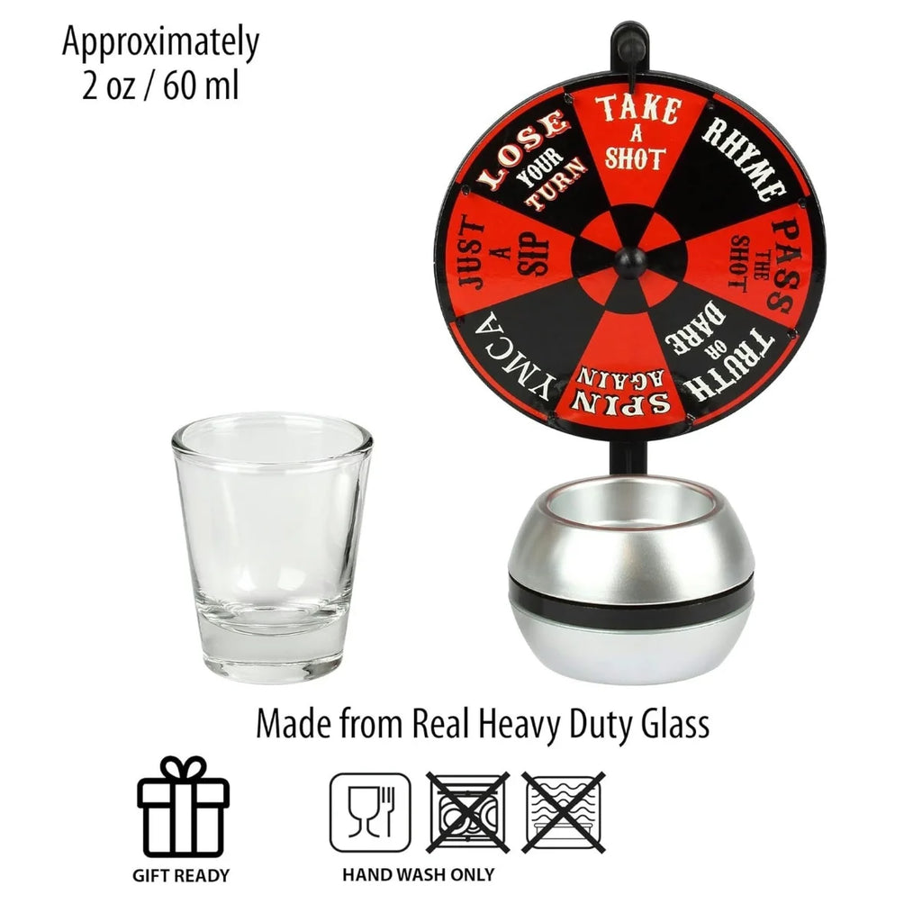 Spin The Wheel Shot Drinking Game- Fun Adult Party/College Shot Glass Spinner Toy for Home Entertaining, Parties, Tailgating