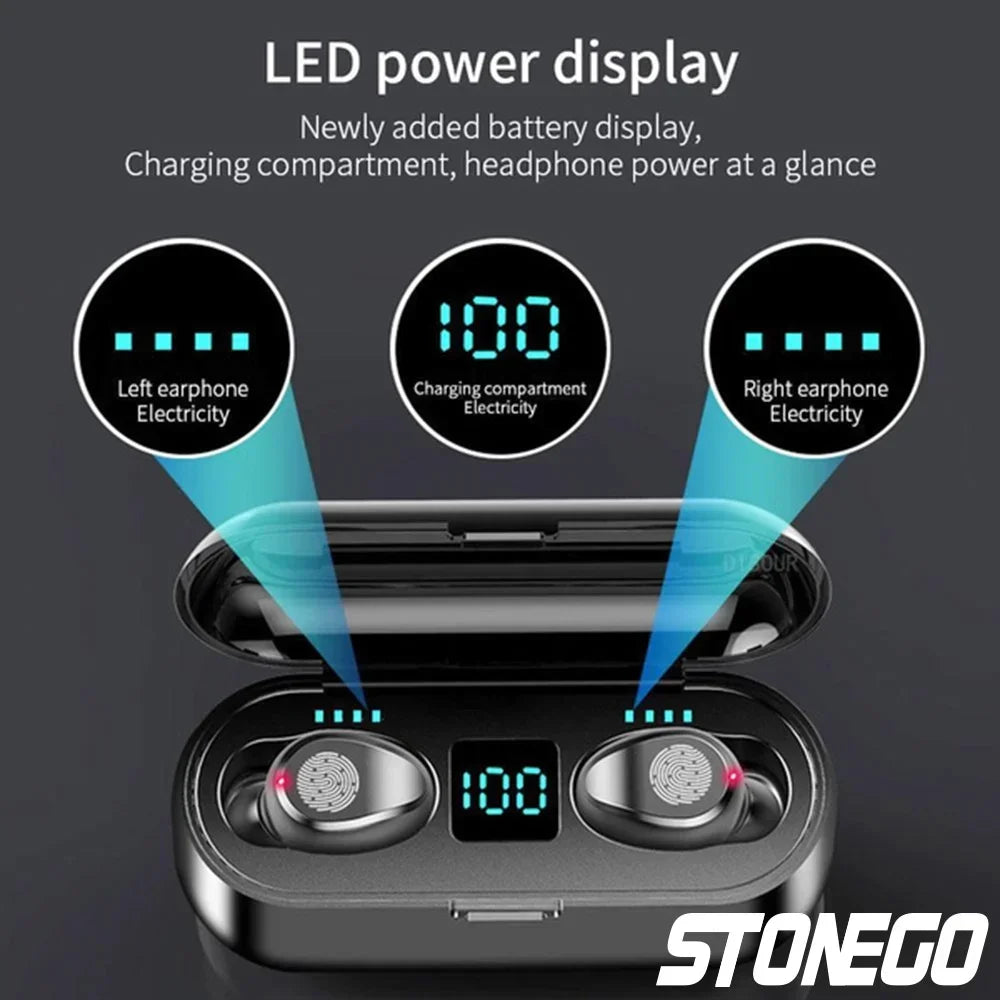 Wireless Bluetooth TWS Earphones Sport Waterproof HiFi Noise Cancelling Deep Bass Sound Dual Charging Box