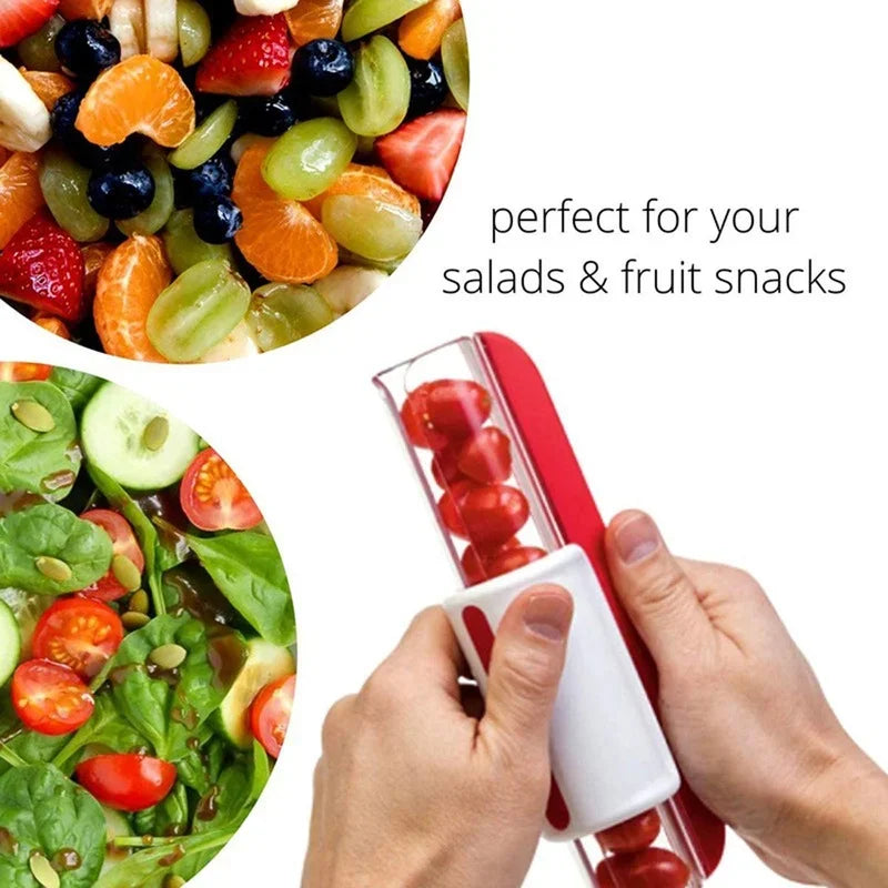 Non Stick Tomato Slicer Grape Cherry Cutter Manual Fruit Vegetable Dicer Rust Proof Blades Easy Clean Salad Prep Kitchen Gadget