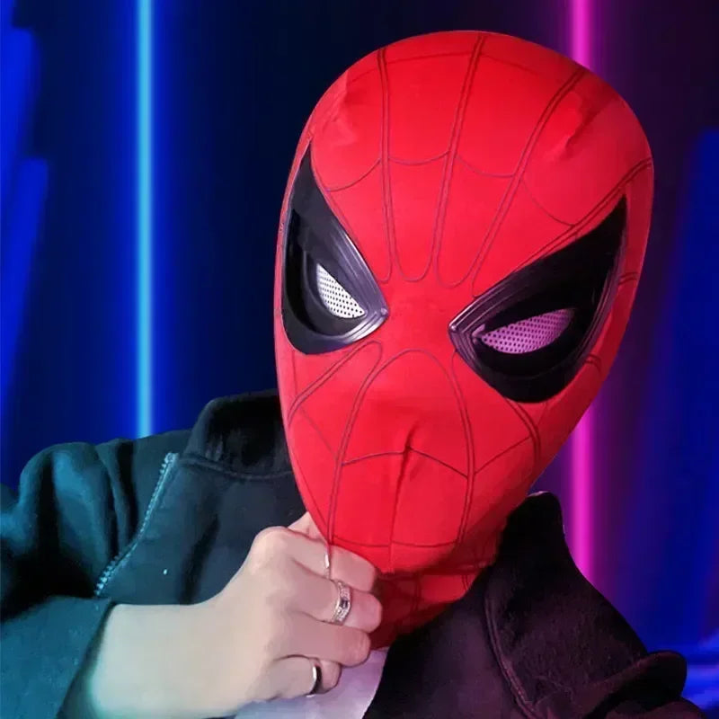 New Miles Spiderman Mask Headgear Cosplay Moving Eyes Electronic Mask 1:1 Remote Control Creative Cool Adult Kid Toys Gifts