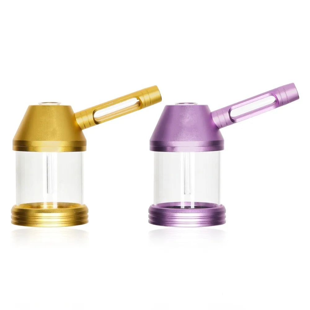 New Smoking Pipe Kit Aluminum Alloy&Glass Dry Burning Grass Herb Tobacco Pipes Hookah Set Portable Shisha Smoke Pipa for Gifts