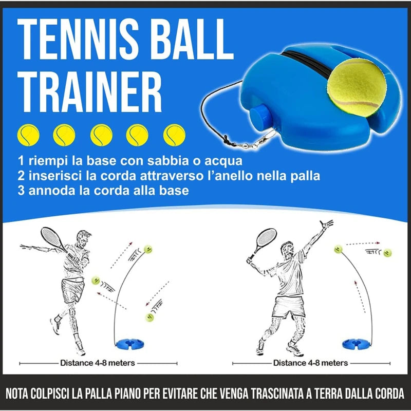 Heavy Duty Tennis Training Aids Base With Elastic Rope Ball Practice Self-Duty Rebound Tennis Trainer Partner Sparring Device