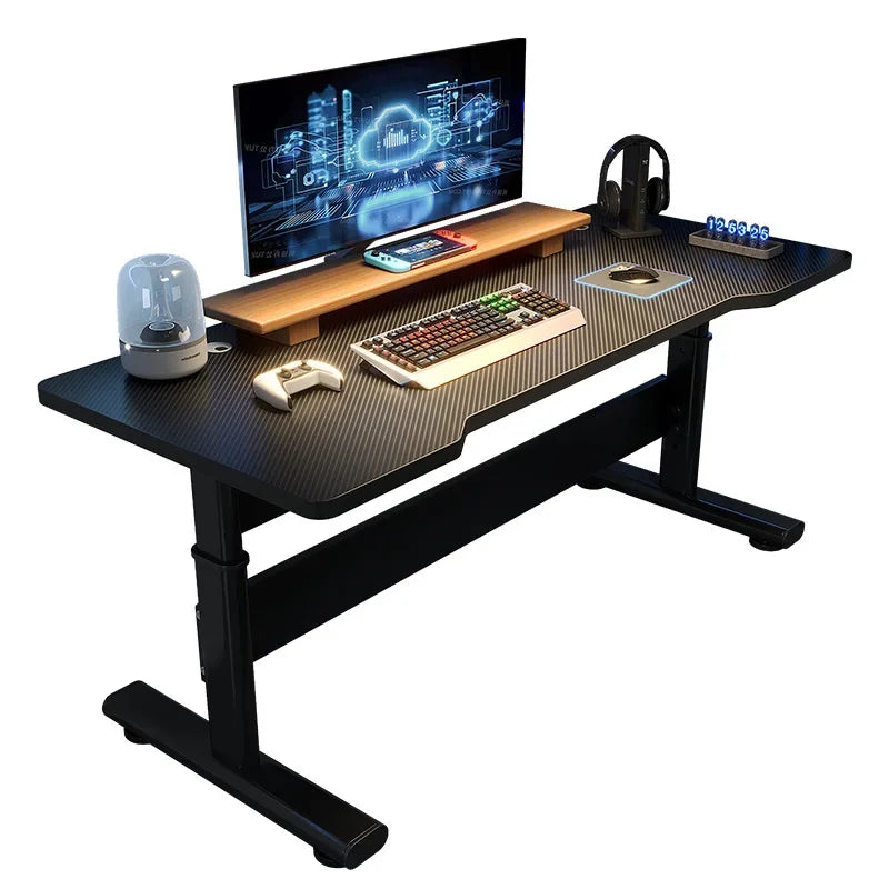 Height Adjustable Gaming Desk Electric Standing Computer Table Carbon Fiber Wide Desktop for Home Office E-sports Setup