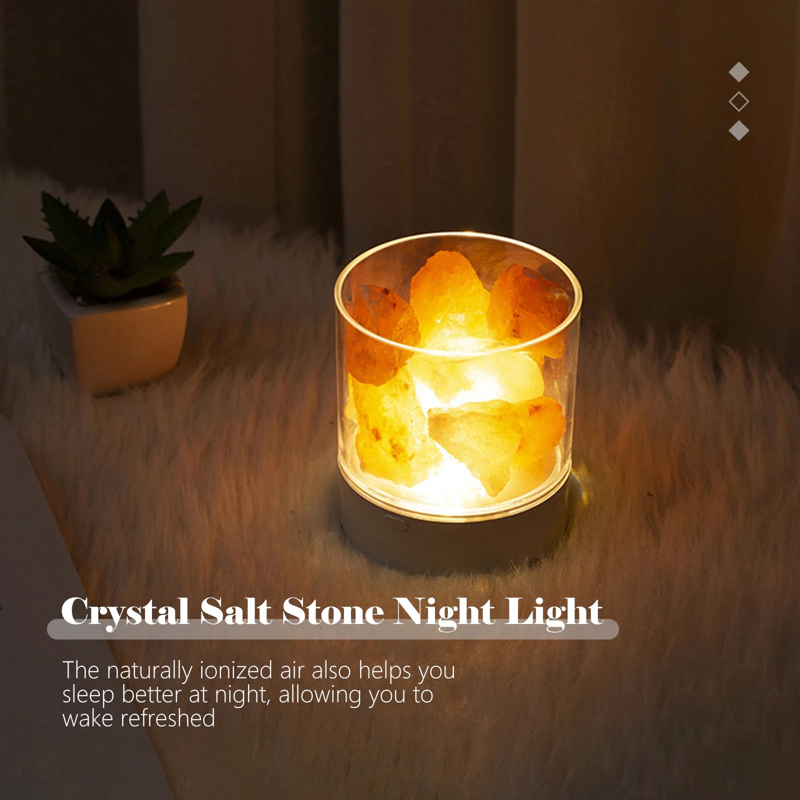 LED Rock Crystal Lamp Essential Oil Diffuser 7 Colors LED Crystal Salt Stone Night Light Home Office Bedroom Desktop Decoration