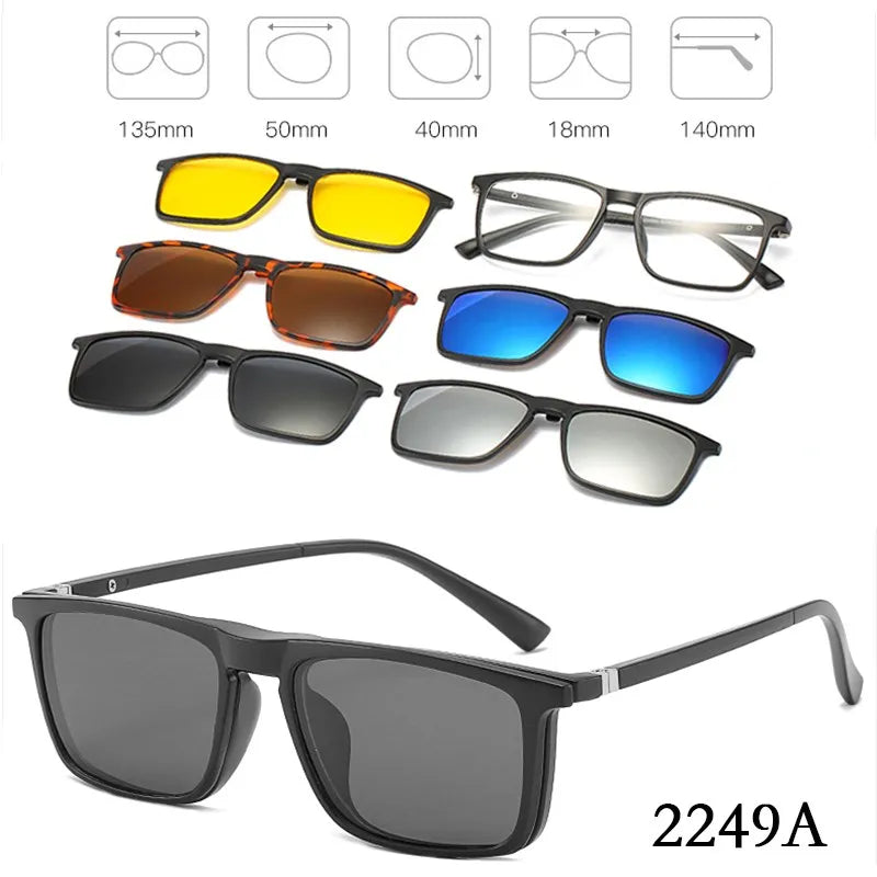HJYFINO 5 lenes Magnet Sunglasses Clip Mirrored Clip on Sunglasses clip on glasses Polarization Clip Custom Prescription Myopia