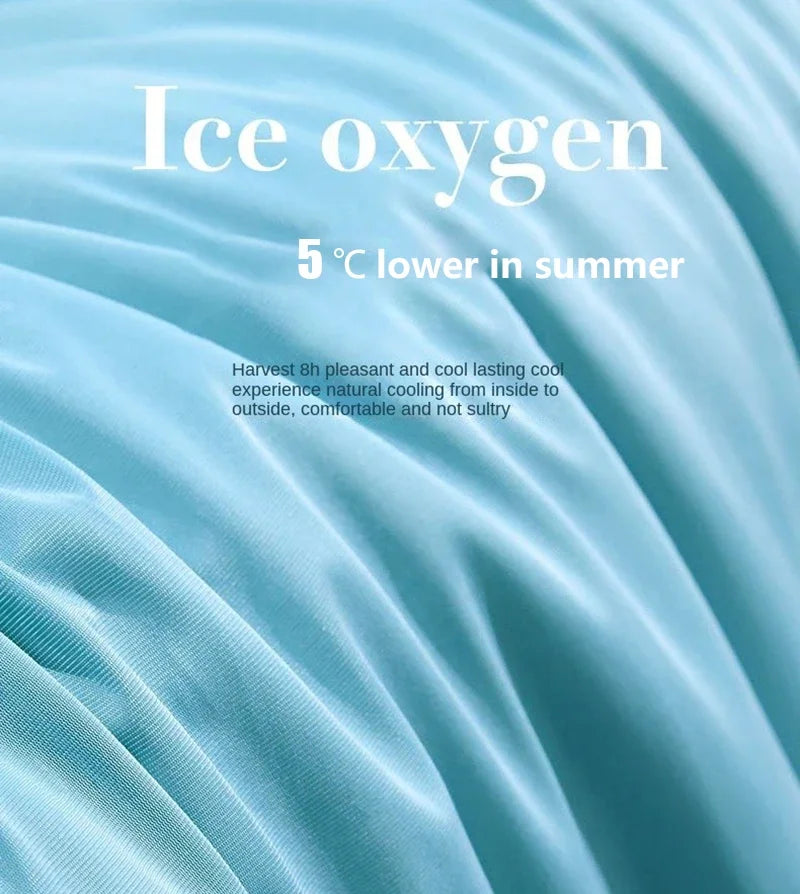 Cooling Blanket for Bed Silky Air Condition Comforter Lightweight Cooled Summer Quilt with Double Side Cold & Cooling Fabric