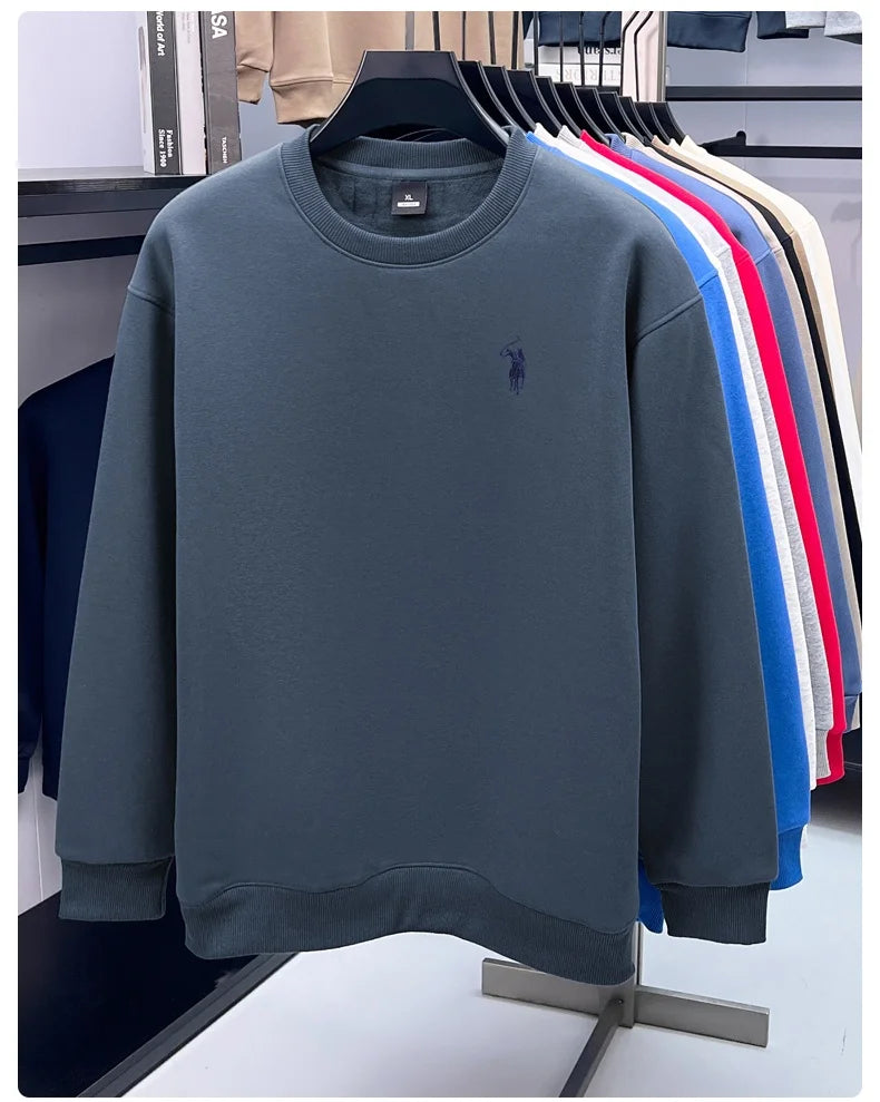 Designer brand men's round neck sportswear autumn new item thickened warm luxury pony print loose casual Paul pullover