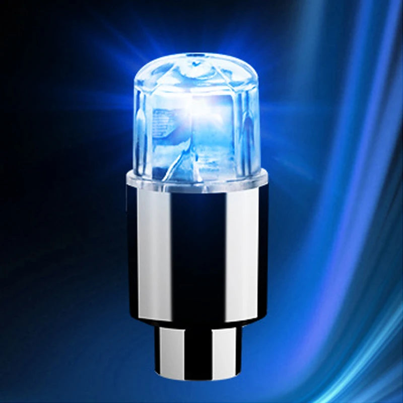 4Pcs Colorful LED Wheel Lights Car Tire Valve Caps Neon Light Bulb Universal Car Motorcycle Bicycle Valve Cover Auto Exterior