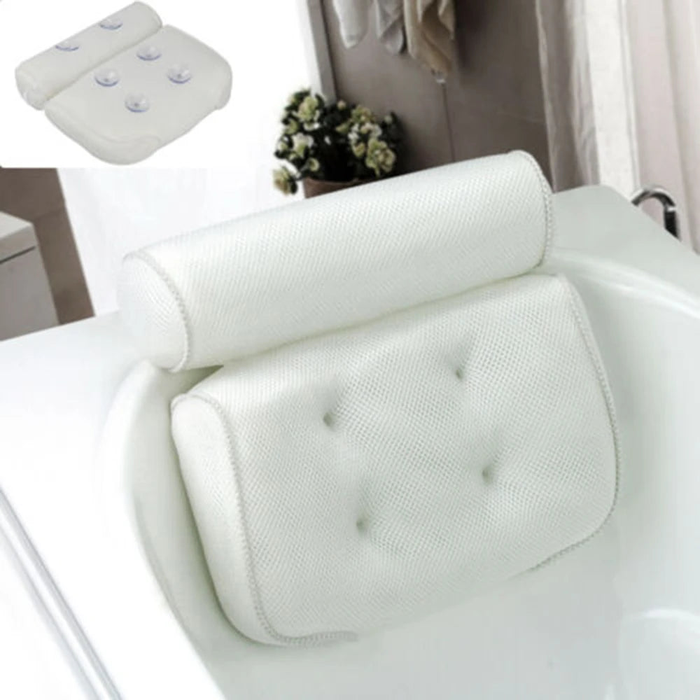3D Mesh Massage Machine Washable Bath Pillow Bathtub Sucker Back Cushion