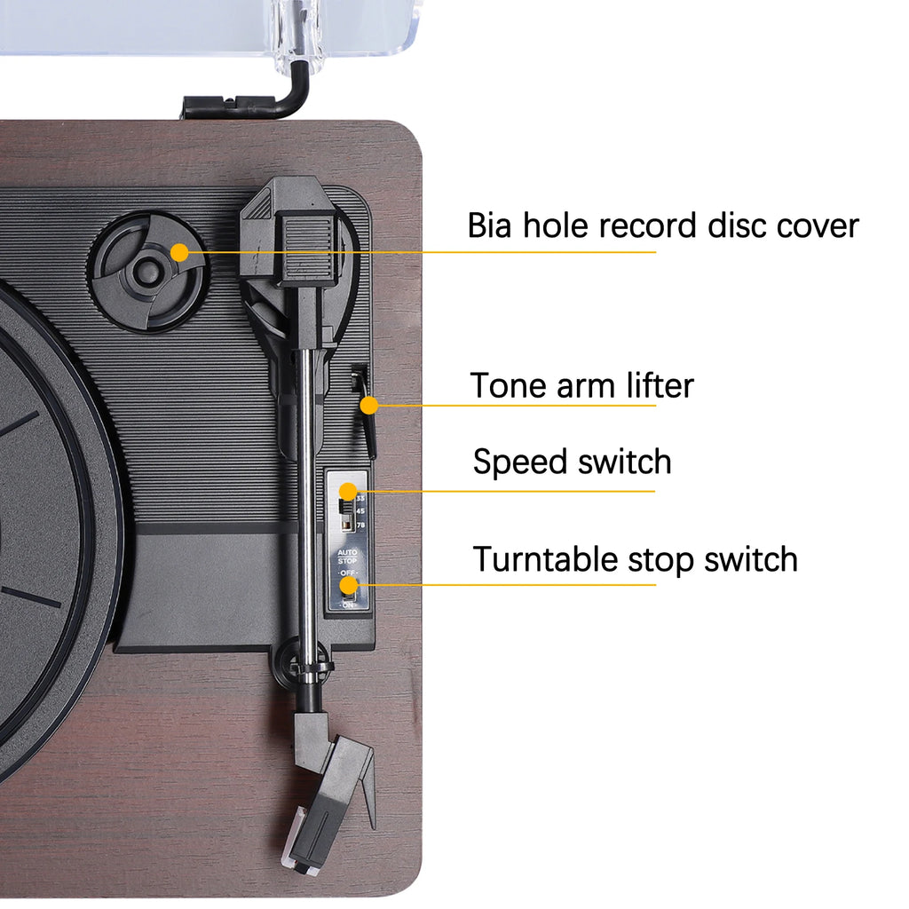 Retro Vinyl Record Player Record Player with Dustproof Cover Classic Nostalgic Style Record Player EU/US Plug Record Player