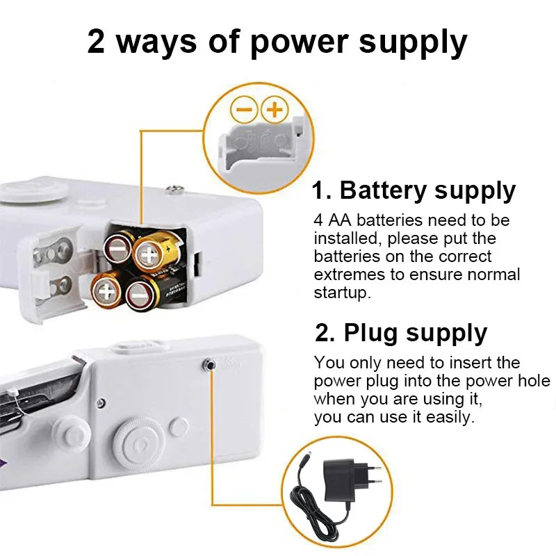 Portable Manual Sewing Machine Handheld Rope-free Electric Quick Build DIY Apparel Supplies Arts Crafts Home Garden Embroidery