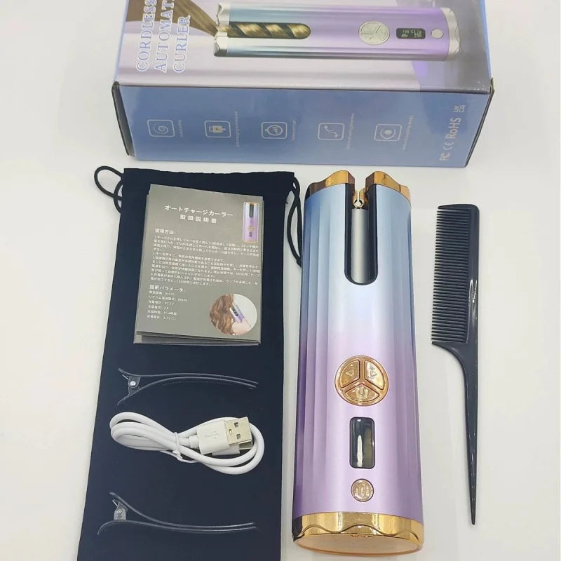 Automatic Hair Curler Wireless With Heat Timer Modes Rechargeable Portabl Fast Heating Styler For Perfect Curls Every Time