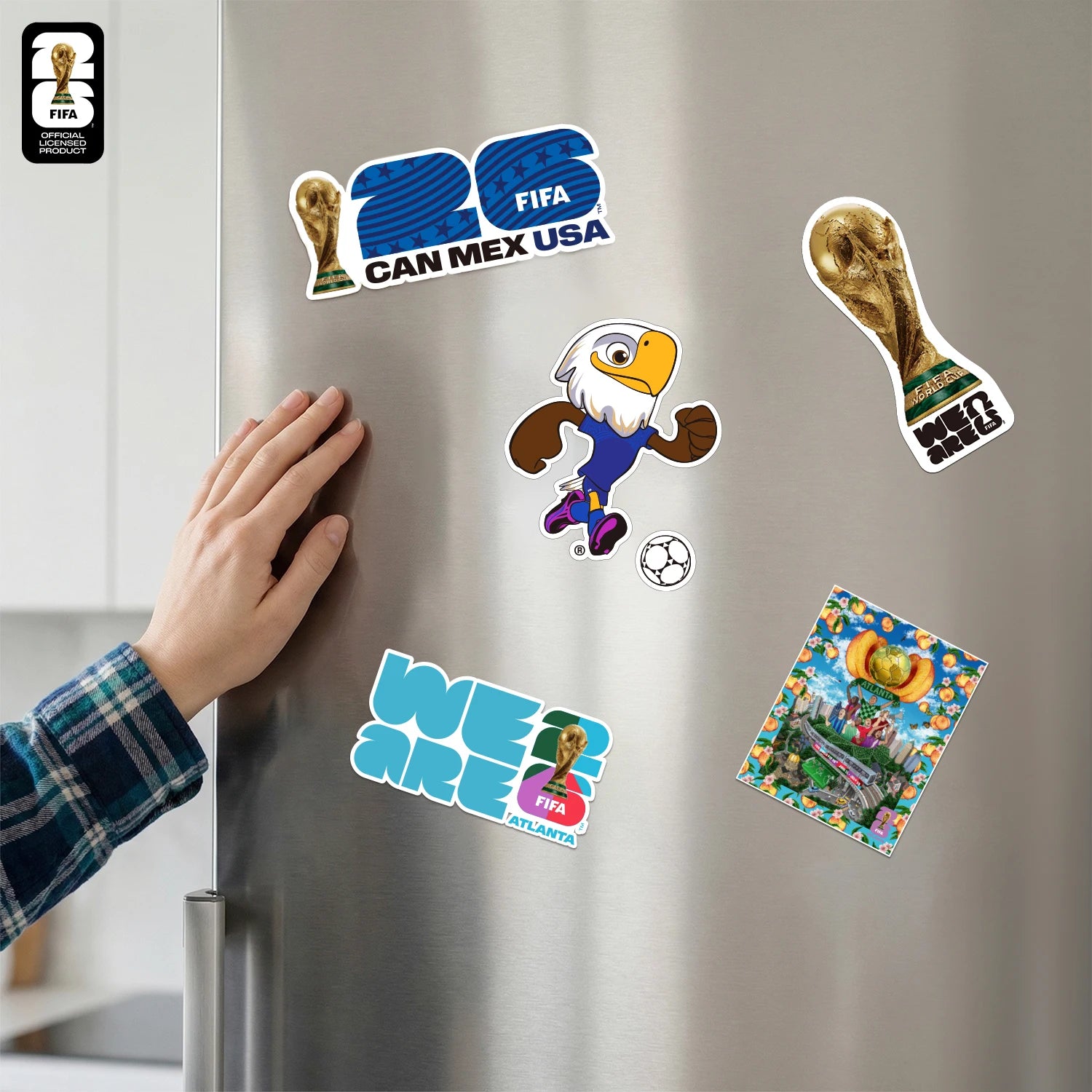FIFA World Cup 2026 Official Fridge Magnet with Trophy, Host City & Mascot Design - Magnet Stickers for Refrigerator Souvenirs