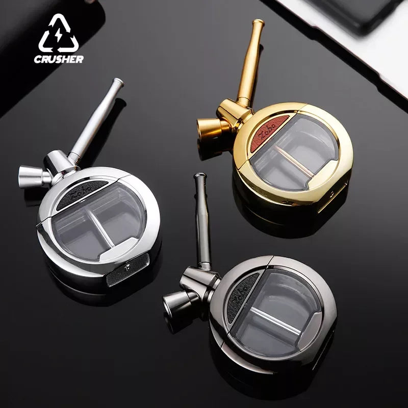CRUSHER Dry Herb Grass Tobacco Pipes Kit Zinc Alloy Hookah Set Men and Women Use Double Filter Water Smoking Pipe Accessories