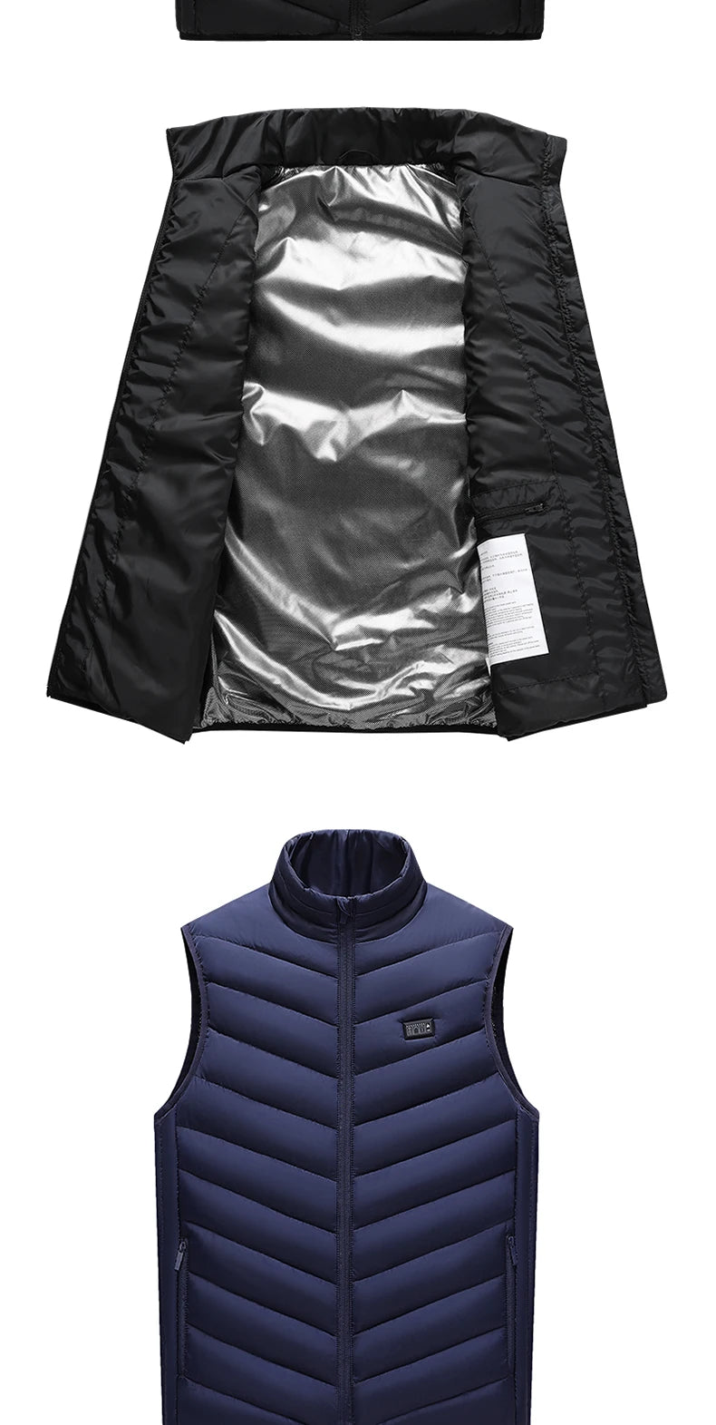 TODWARM Heating Vest Blue Men's Jacket Heated Winter Women's Heated Jacket Thermal Vest Warmer Outdoor Sports Jacket