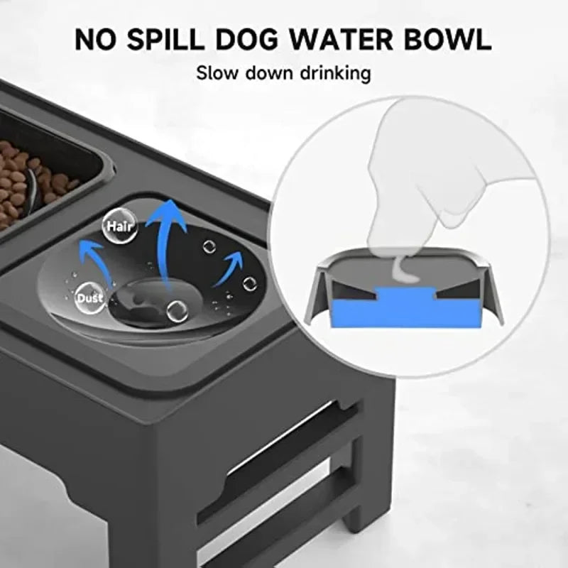 Adjustable Raised Dog Bowl Dog Bowl with Slow Feeder Elevated Dog Bowl and Dog Water Bowl Non-Spill for Small Medium Large Dogs