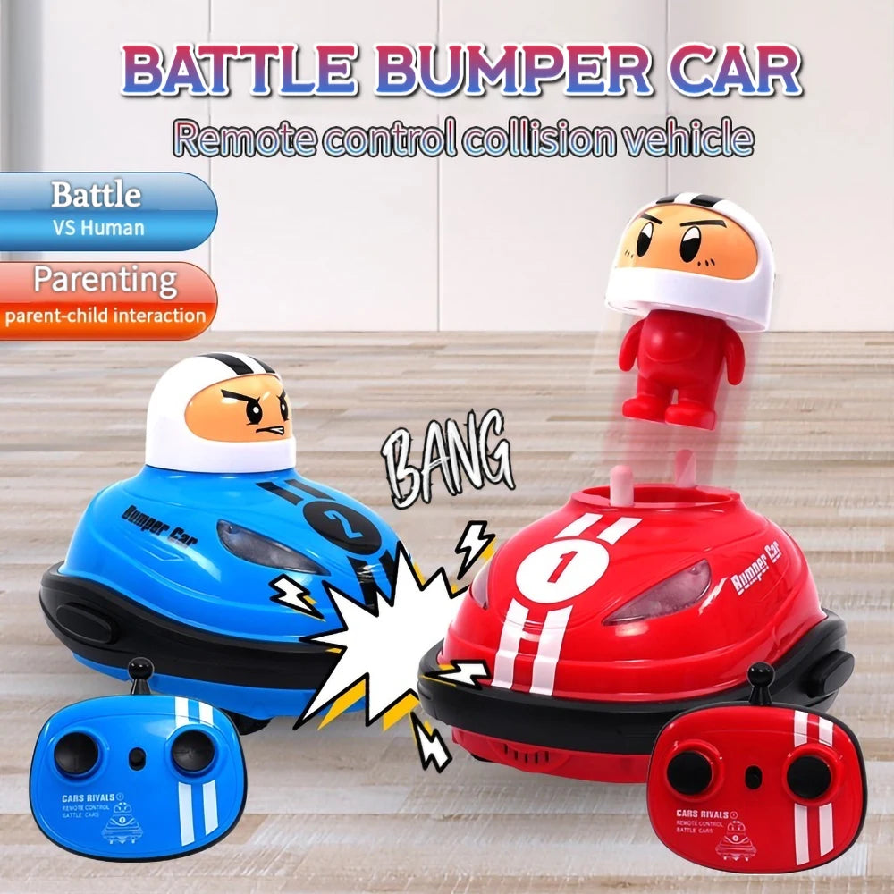 2025 RC Super Battle Bumper Car 2.4G Pop-up Doll Crash Bounce Ejection Light Children's Remote Control Toys Gift for Parenting
