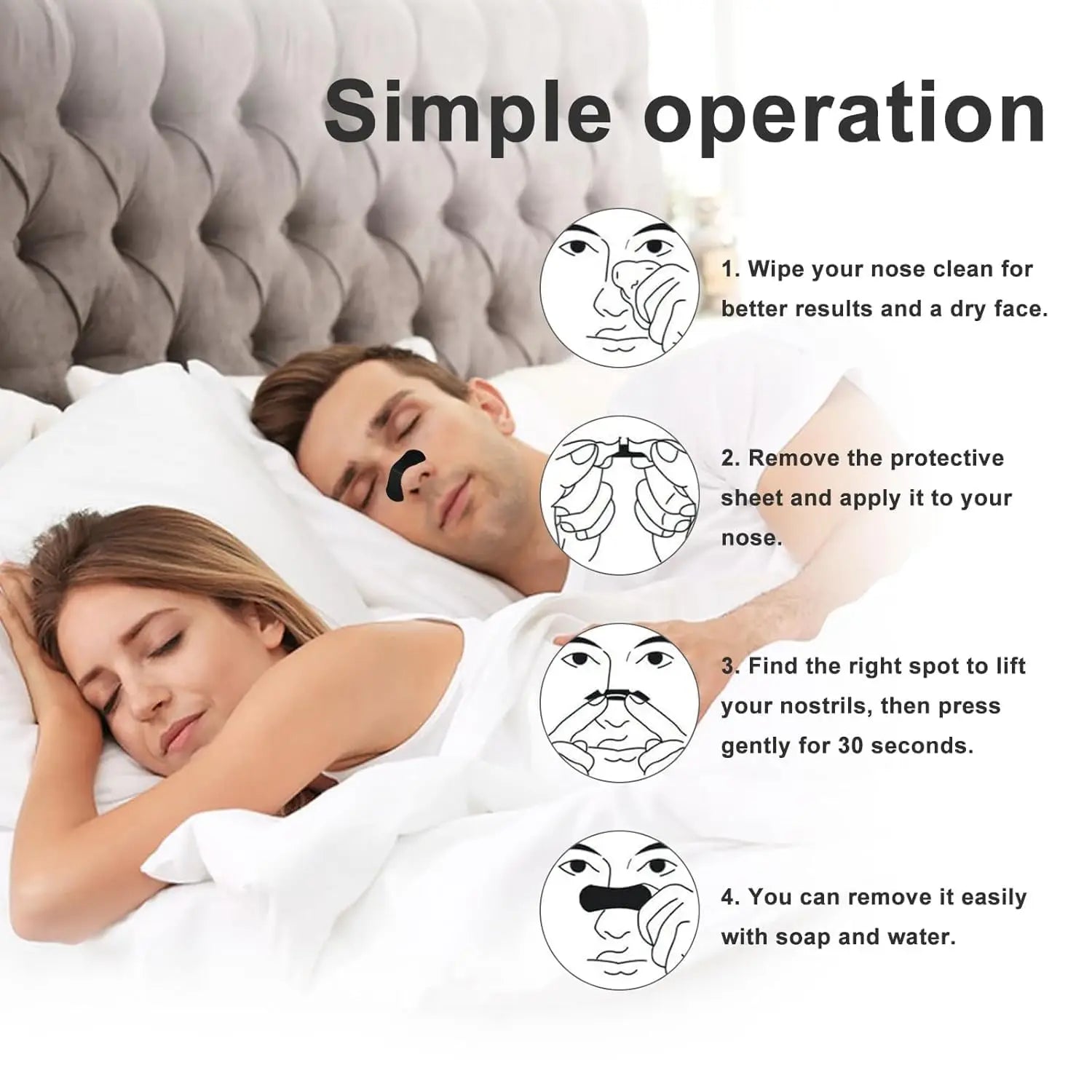 30/60/90/150 Pieces,Anti Snoring Nose Strips for Breathing Correction Physical Expansion Breathable Nasal Patch Nasal Strips