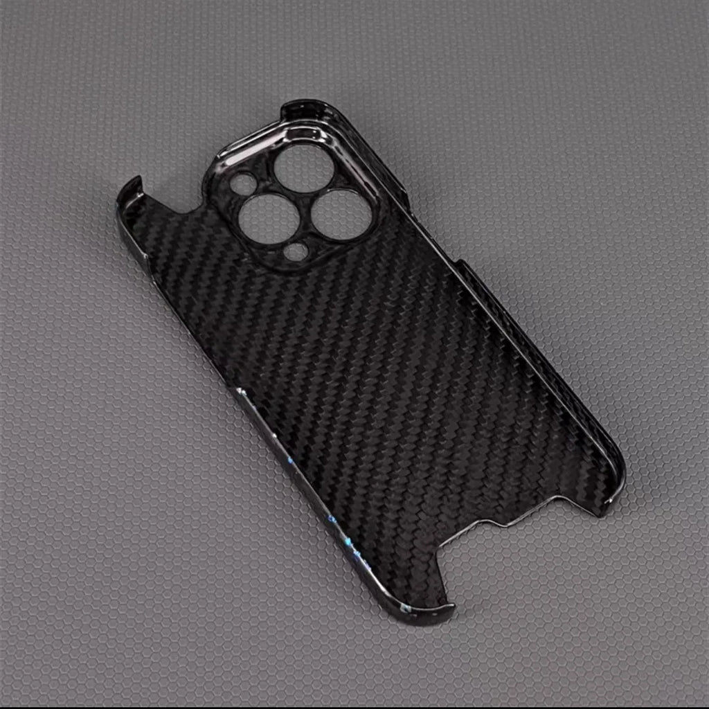 Glossy Forged Ultra Thin Genuine Pure Carbon Fiber Cover For iPhone 15 14 16 Pro Max Glitter Bling Irregular Shockproof Case