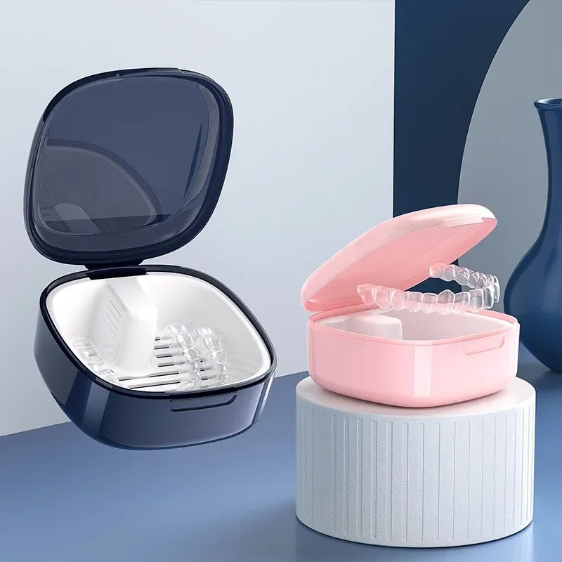 Retainer Case Portable Mouth Guard Box Oral Cleaning False Teeth Denture Storage Box Teeth Aligner Braces Box Orthodontic