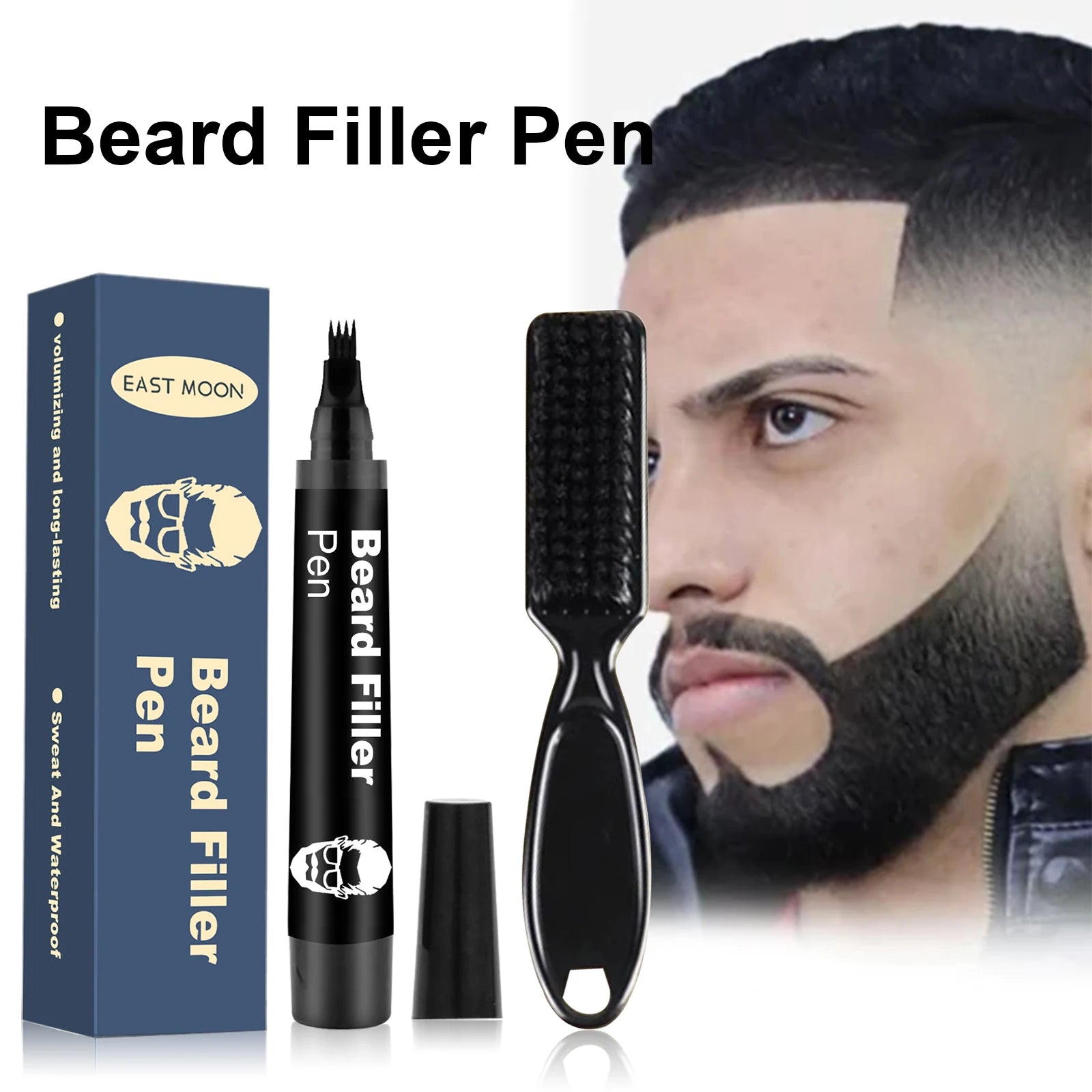 Beard Pen Filler Penci With Brush Kit Waterproof Long Lasting Repair Moustache Coloring Shaping Tools Hair Eyebrow Pencil