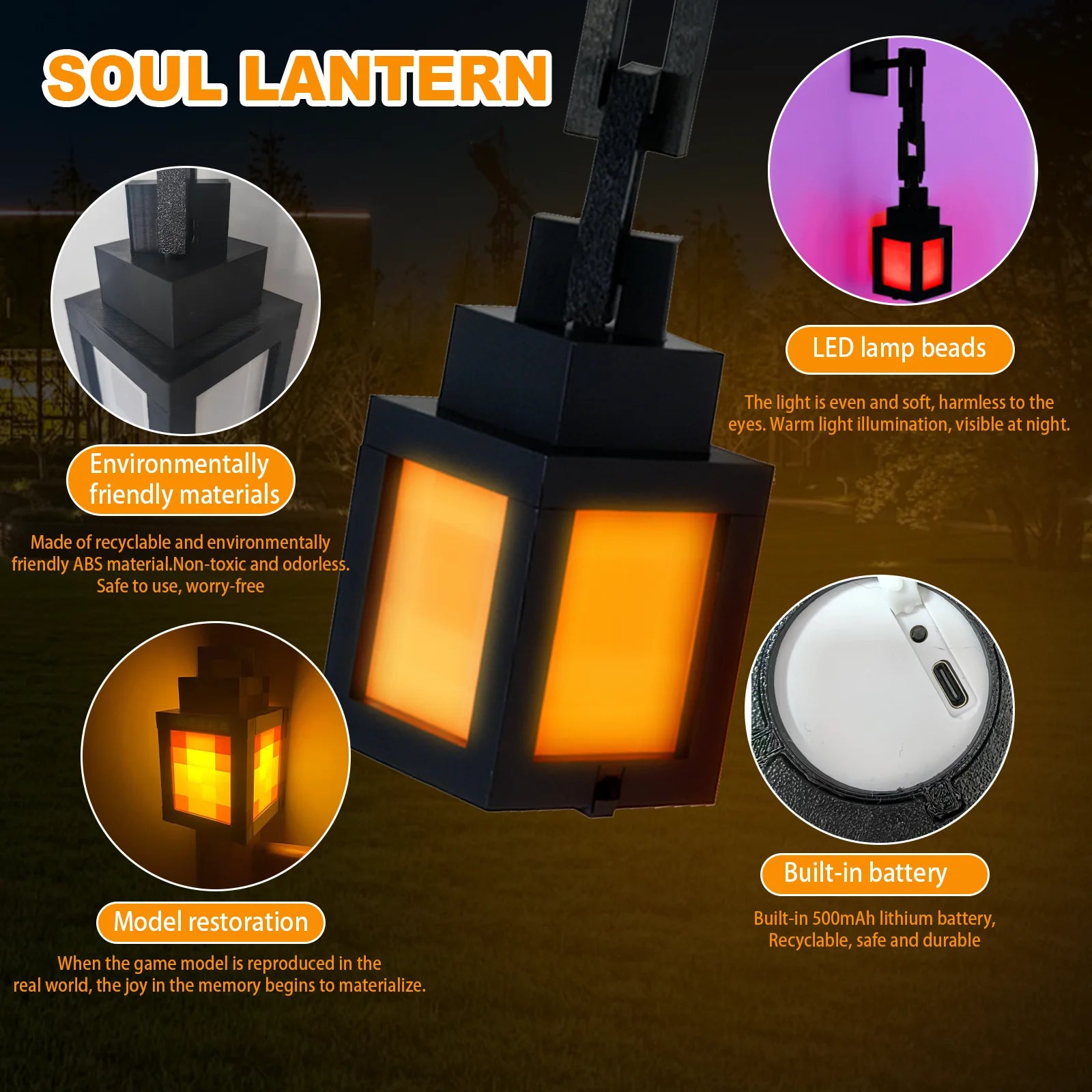 Pixel Style Night Light Portable Lantern Tabletop Ornament 16 Colors Lantern DIY Interior Decoration Festival Atmosphere Light